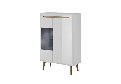 Arte Elegant Nordi Display Cabinet H1340mm W900mm D400mm In White Gloss And Oak RivieraStylish Showcase Solution from B&Q