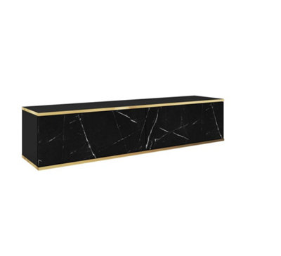 Arte Stylish Oro Floating Tv Cabinet H300mm W1350mm D320mm In Black MarbleChic Entertainment Solution from B&Q