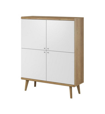 Arte Elegant Primo Highboard Cabinet H1340mm W1070mm D400mm In White And Oak RivieraVersatile Storage Solution from B&Q