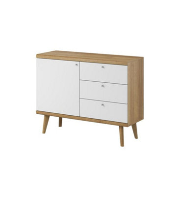 Arte Elegant Primo Sideboard Cabinet H830mm W1070mm D400mm In White And Oak RivieraVersatile Storage Solution from B&Q
