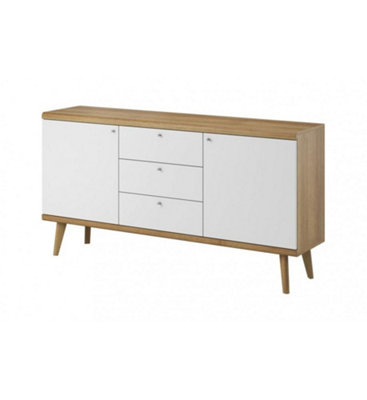 Arte Elegant Primo Large Sideboard Cabinet H830mm W1600mm D400mm In White And Oak RivieraVersatile Storage Solution from B&Q