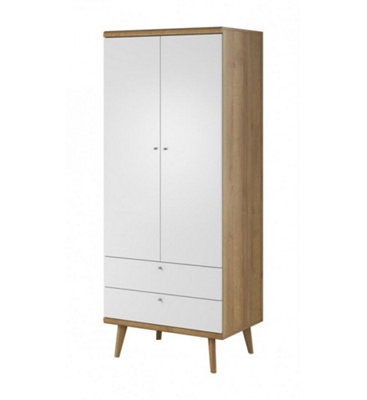 Arte Elegant Primo Hinged Wardrobe H1970mm W800mm D560mm In White And Oak RivieraVersatile Storage Solution from B&Q