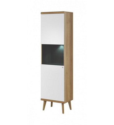 Arte Elegant Primo Tall Display Cabinet H1970mm W500mm D400mm In White And Oak RivieraSpace-Saving Storage Solution from B&Q