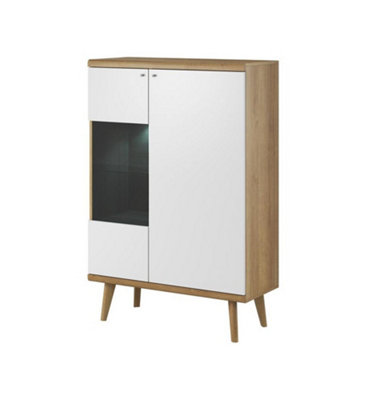 Arte Elegant Primo Display Cabinet H1340mm W900mm D400mm In White And Oak RivieraStylish Storage Solution from B&Q