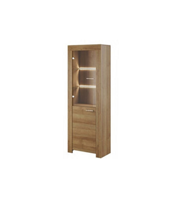 Arte Elegant Sky Tall Display Cabinet H1970mm W700mm D370mm In Riviera OakSophisticated Storage Solution from B&Q
