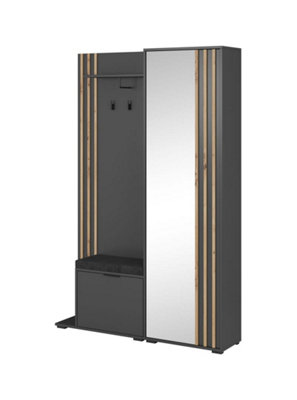 Arte Sophisticated Nelly Hallway Set H1920mm W1310mm D400mm In Graphite & Oak ArtisanModern Entryway Sanctuary from B&Q