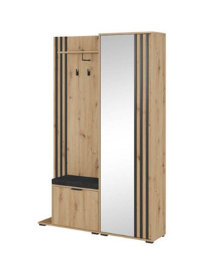 Arte Elegant Nelly Hallway Set H1920mm W1310mm D400mm In Oak Artisan & BlackStylish Entryway Solution from B&Q