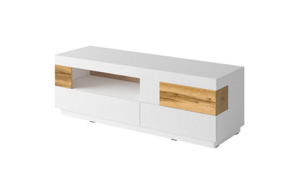 Arte Silke 41 Tv Cabinet 160CmStylish White Gloss & Wotan OakPerfect For Organising Your Entertainment Space from B&Q