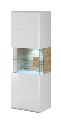 Arte Sleek Toledo 07 Wall Hung Cabinet 53CmWhite Gloss & San Remo OakPerfect For Modern Places from B&Q