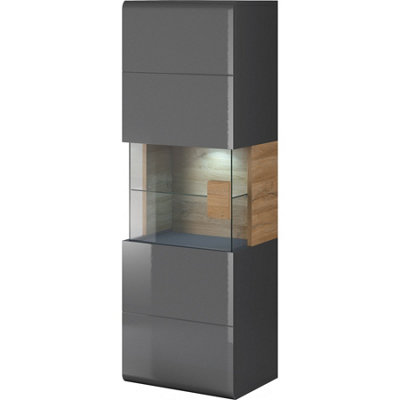Arte Modern Toledo 07 Wall Hung Cabinet 53CmGrey Gloss & San Remo OakStylish Storage Solution from B&Q