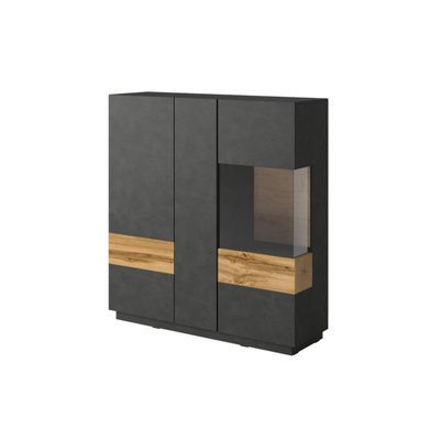 Arte Luxurious Silke 46 Display Cabinet 130Cm RightMatera & Wotan Oak: Elevate Your Living Space With Sophisticated Storage from B&Q
