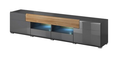 Arte Sophisticated Toledo 40 Tv Cabinet 208CmGrey Gloss & San Remo Oak: Luxurious Storage For Modern Entertainment Spaces from B&Q