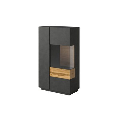 Arte Elegant Silke 44 Display Cabinet 80Cm RightMatera & Wotan Oak: Stylish Storage For Modern Interiors from B&Q