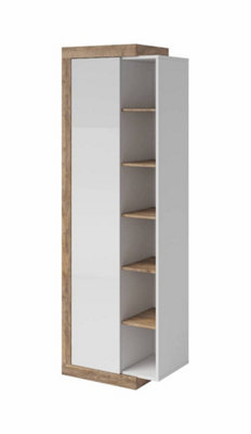 Arte Sleek Sintra 05 Tall Cabinet 67CmWhite Gloss & Oak Sandal: Versatile Storage For Contemporary Living Spaces from B&Q
