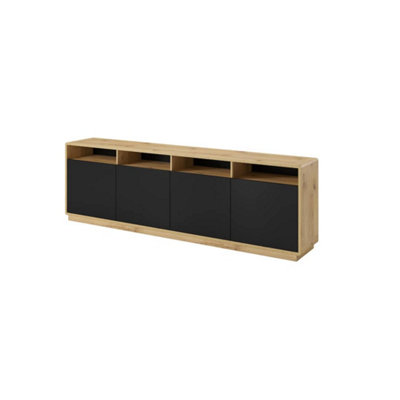 Arte Sophisticated Aston 25 Sideboard Cabinet 238CmBlack Matt & Oak Torus: Versatile Storage Solution For Contemporary Living Spaces from B&Q