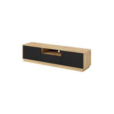 Arte Sleek Aston 39 Tv Cabinet 180CmBlack Matt & Oak Torus: Stylish Entertainment Solution For Modern Living Spaces from B&Q