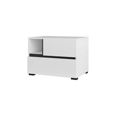 Arte Kross 55Cm Bedside Table In Crisp WhiteCompact Nightstand With Versatile Storage from B&Q