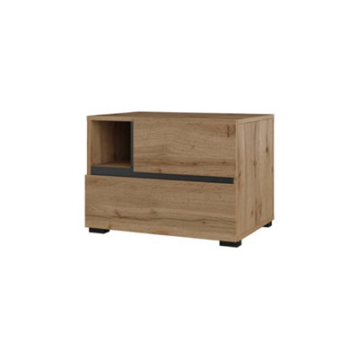 Arte Kross 55Cm Bedside Unit In Rustic Oak WotanCharming Nightstand With Flexible Configuration from B&Q
