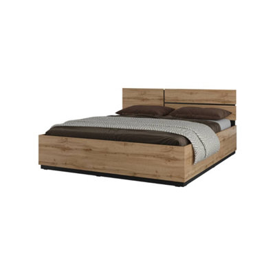Arte Kross European Super King Bed Frame In Rustic Oak Wotan180X200Cm Spacious Sleep Haven With Customisable Headboard from B&Q