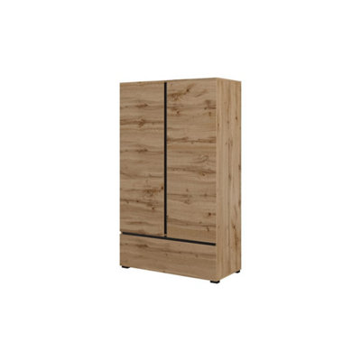 Arte Kross Highboard Cabinet 89Cm In Rustic Oak WotanCompact Storage Unit With DoorsShelvesAnd Drawer from B&Q