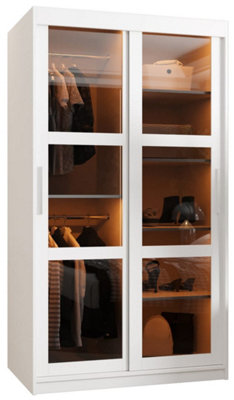 Arte Parma 100Cm Sliding Door Wardrobe In Crisp WhiteSpace-Saving Storage With Smoked Glass Panels from B&Q