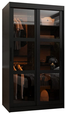 Arte Parma 100Cm Sliding Wardrobe In Sleek BlackCompact Storage With Smoked Glass Doors from B&Q