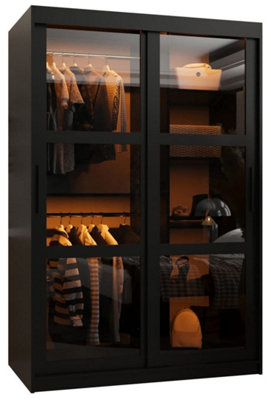 Arte Parma 120Cm Sliding Wardrobe In Sleek BlackStylish Storage With Smoked Glass Doors from B&Q
