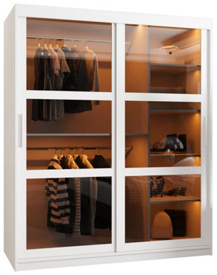 Arte  Parma 150Cm Sliding Door Wardrobe In Crisp WhiteElegant Storage With Smoked Glass Panels from B&Q