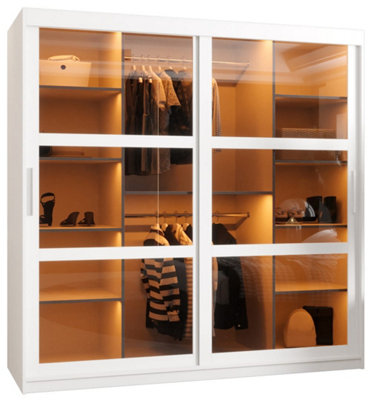 Arte Parma 180Cm Sliding Door Wardrobe In Crisp WhiteLuxurious Storage With Smoked Glass Panels from B&Q