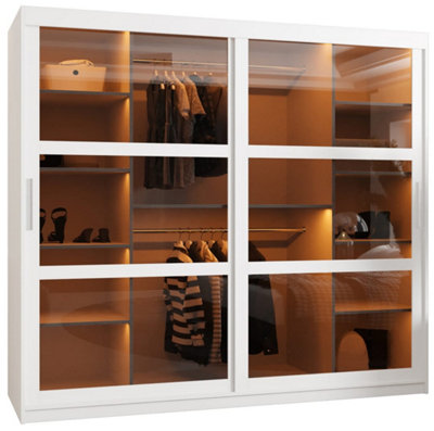 Arte Parma 200Cm Sliding Door Wardrobe In Crisp WhiteLuxurious Storage With Smoked Glass Panels from B&Q