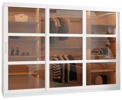 Arte Parma 250Cm Sliding Door Wardrobe In Crisp WhiteLuxurious Storage With Smoked Glass Panels from B&Q