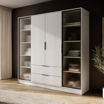 Arte Kelly 206Cm Hinged Wardrobe In Luxurious CashmereSpacious Storage With Glass Accents from B&Q