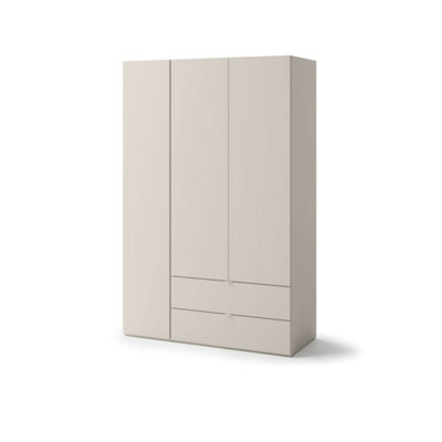 Arte Spacious Cashmere Hinged Wardrobe H2010mm W1300mm D550mmModern Design With 3 Doors & 2 Drawers from B&Q