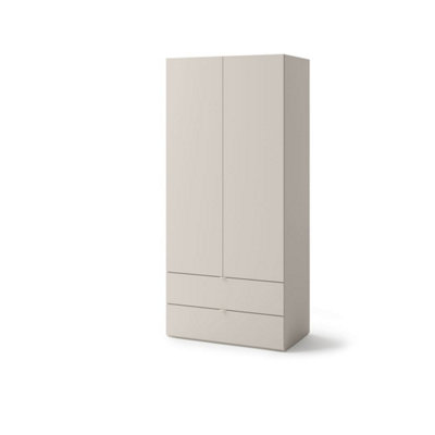 Arte Compact Cashmere Hinged Wardrobe H2010mm W900mm D550mmModern Design With 2 Doors & 2 Drawers from B&Q