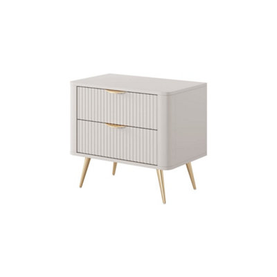 Arte Elegant Beige Bedside Table H550mm W630mm D380mmModern Design With Metal Accents from B&Q