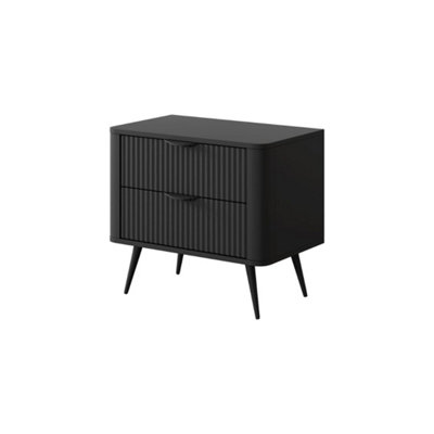 Arte Sleek Black Bedside Table H550mm W630mm D380mmModern Design With Metal Accents from B&Q