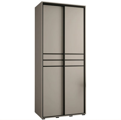 Arte  Compact Cashmere & Black Sliding Door Wardrobe W100Cm H235Cm D60Cm For Space-Saving Storage from B&Q