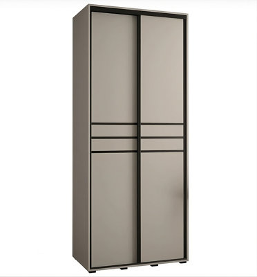 Arte Stylish Cashmere & Black Sliding Door Wardrobe W110Cm H235Cm D60Cm For Compact Spaces from B&Q