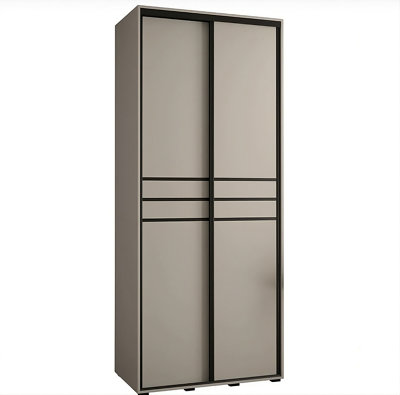 Arte Exquisite Cashmere & Black Sliding Door Wardrobe W120Cm H235Cm D60Cm For Refined Storage Solutions from B&Q