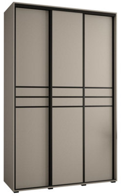 Arte Dakota X Sliding Door Wardrobe In Cashmere & BlackPremium Laminated BoardPvc-Finished EdgesW160Cm X H235Cm X D60Cm from B&Q
