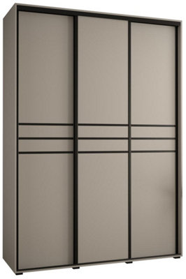 Arte Dakota X Sliding Door Wardrobe In Cashmere & BlackPremium Laminated BoardPvc-Finished EdgesW170Cm X H235Cm X D60Cm from B&Q