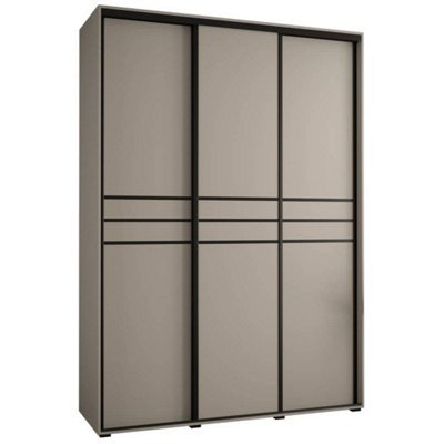 Arte Dakota X Sliding Door Wardrobe In Cashmere & BlackPremium Laminated BoardPvc-Finished EdgesW180Cm X H235Cm X D60Cm from B&Q