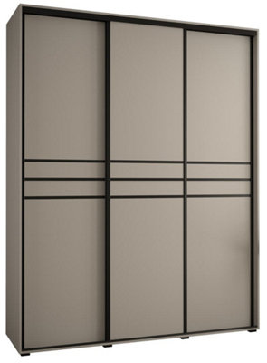 Arte Dakota X Sliding Door Wardrobe In Cashmere & BlackPremium Laminated BoardPvc-Finished EdgesW190Cm X H235Cm X D60Cm from B&Q