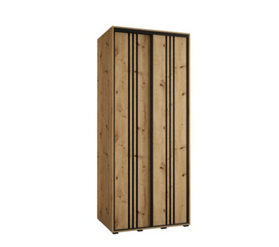 Arte Cannes Vi Sliding Door Wardrobe In Oak ArtisanPremium Laminated BoardPvc-Finished EdgesW100Cm X H205Cm X D60Cm from B&Q