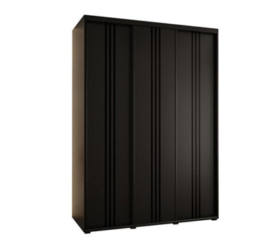 Arte Cannes Vi Sliding Door Wardrobe In BlackPremium Laminated BoardPvc-Finished EdgesW180Cm X H205Cm X D60Cm from B&Q