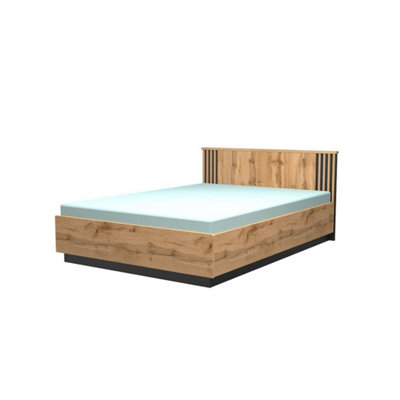 Arte Oak Wotan & Black Matt Lamelo 16 Bed Frame H83Cm W167Cm D208CmStylish Eu King Size Sleeping Solution from B&Q