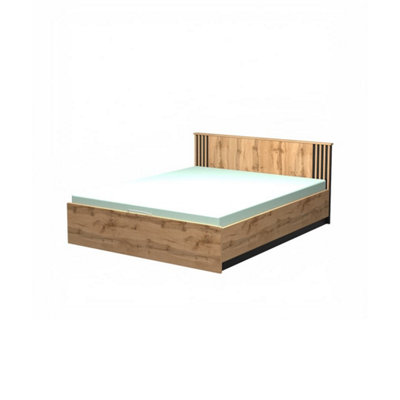 Arte Oak Wotan & Black Matt Lamelo La26 Ottoman Bed H83Cm W167Cm D208CmStylish Eu King Storage Solution from B&Q
