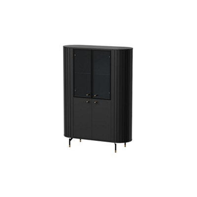 Arte Sophisticated Black Zante 1 Highboard Cabinet 1120mm X 1550mm X 400mmElegant Storage Solution from B&Q