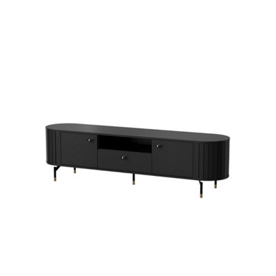 Arte Sophisticated Black Zante 5 Tv Cabinet 1800mm X 490mm X 400mmDramatic Entertainment Solution from B&Q
