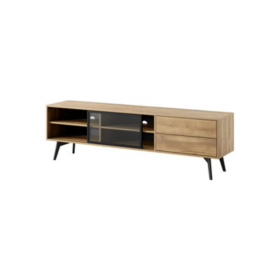 Arte Elegant Slide Tv Cabinet In Oak And Black 1800mm X 540mm X 390mmModern Entertainment Solution from B&Q